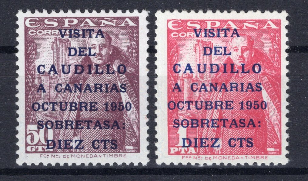 西班牙 1951 - 弗朗哥访问加那利群岛 - Edifil 1088/1089 #1.0