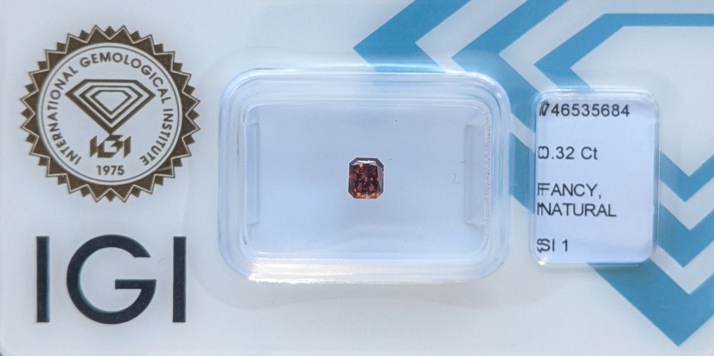 没有保留价 - 1 pcs 钻石  (天然色彩的)  - 0.32 ct - 雷地恩型 - Fancy deep 棕色 橙色 - SI1 微内含一级 - 国际宝石研究院（IGI） #2.1
