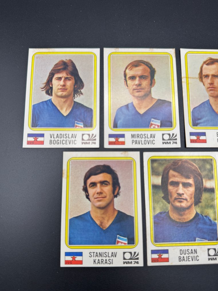 1974 Panini #188/192, 196/197 World Cup Munchen 74 - Jugoslavia - "MyPaniniWorld Collection" - 7 Sticker - Excellent (EX) #1.0