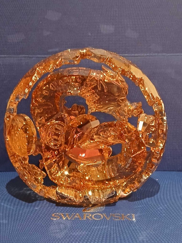 Swarovski - Statuetta - Chinese zodiac (2nd generation) rooster, gold tone 5213550 - Box + Certificate - Cristallo #1.0