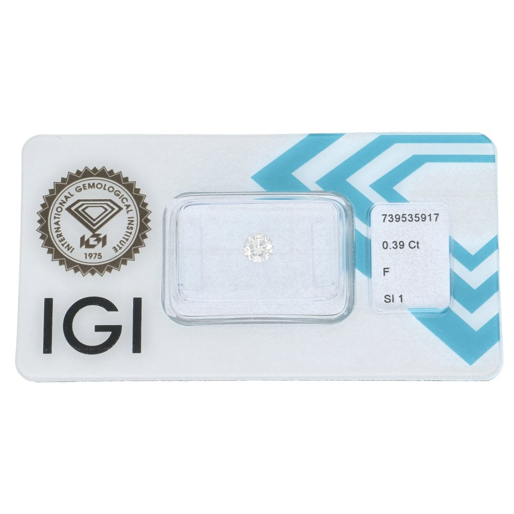 没有保留价 - 1 pcs 钻石  (天然)  - 0.39 ct - 圆形 - F - SI1 微内含一级 - 国际宝石研究院（IGI） #1.0