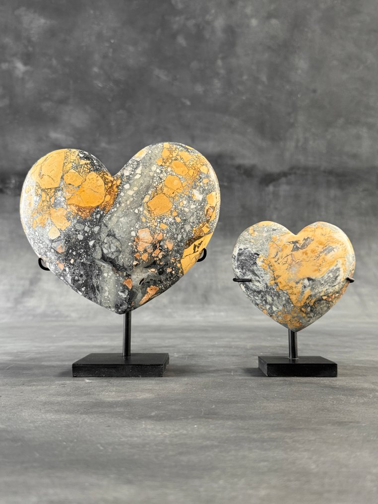 无底价 - 惊艳的 Maligano Jasper 一对 定制支架上的球体- 3800 g - (2) #1.0