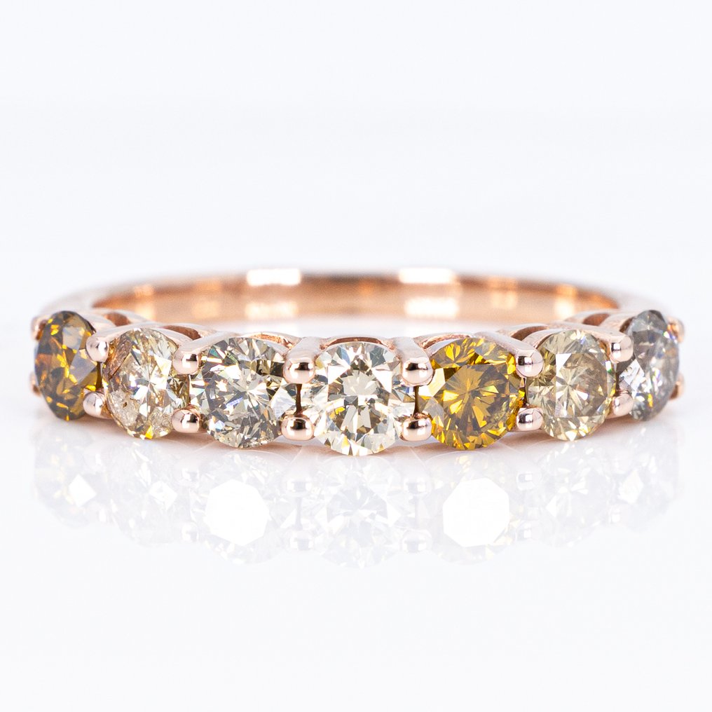 χωρίς τιμή ασφαλείας - Δαχτυλίδι - 14 καράτια Ροζ χρυσό -  1.12ct. tw. Διαμάντι (Φυσικού χρώματος) - ΙΓΙ #1.0