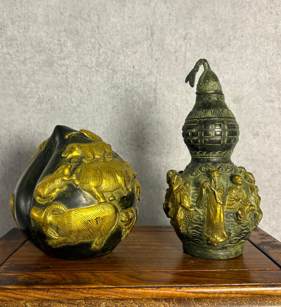 Pêssego da sorte e cabaça. - Bronze - China - Final do século XX #1.0