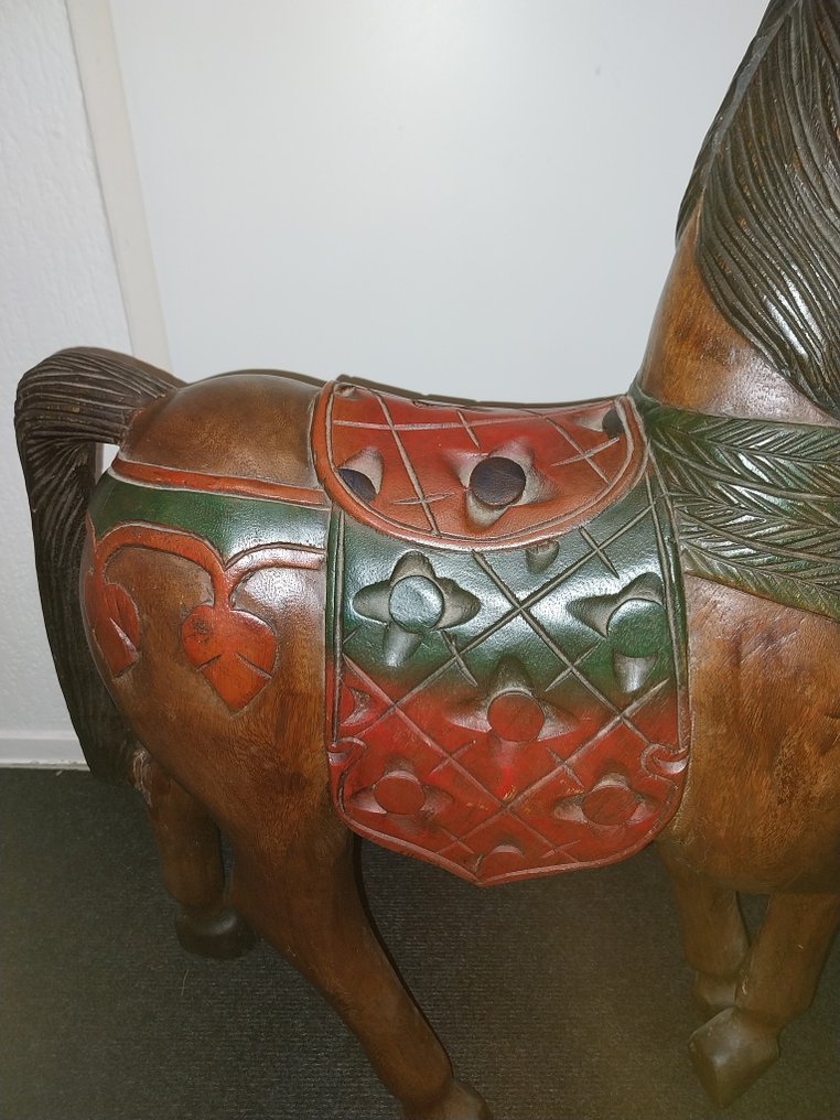 Γλυπτό, Massief houten paard - 75 cm - Ξύλο #3.2