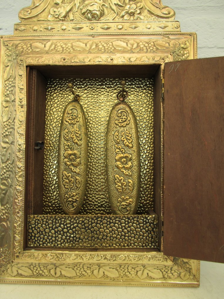 镜子  - 木, 铜 - Hal spiegel 带着两个棒子。 #3.2