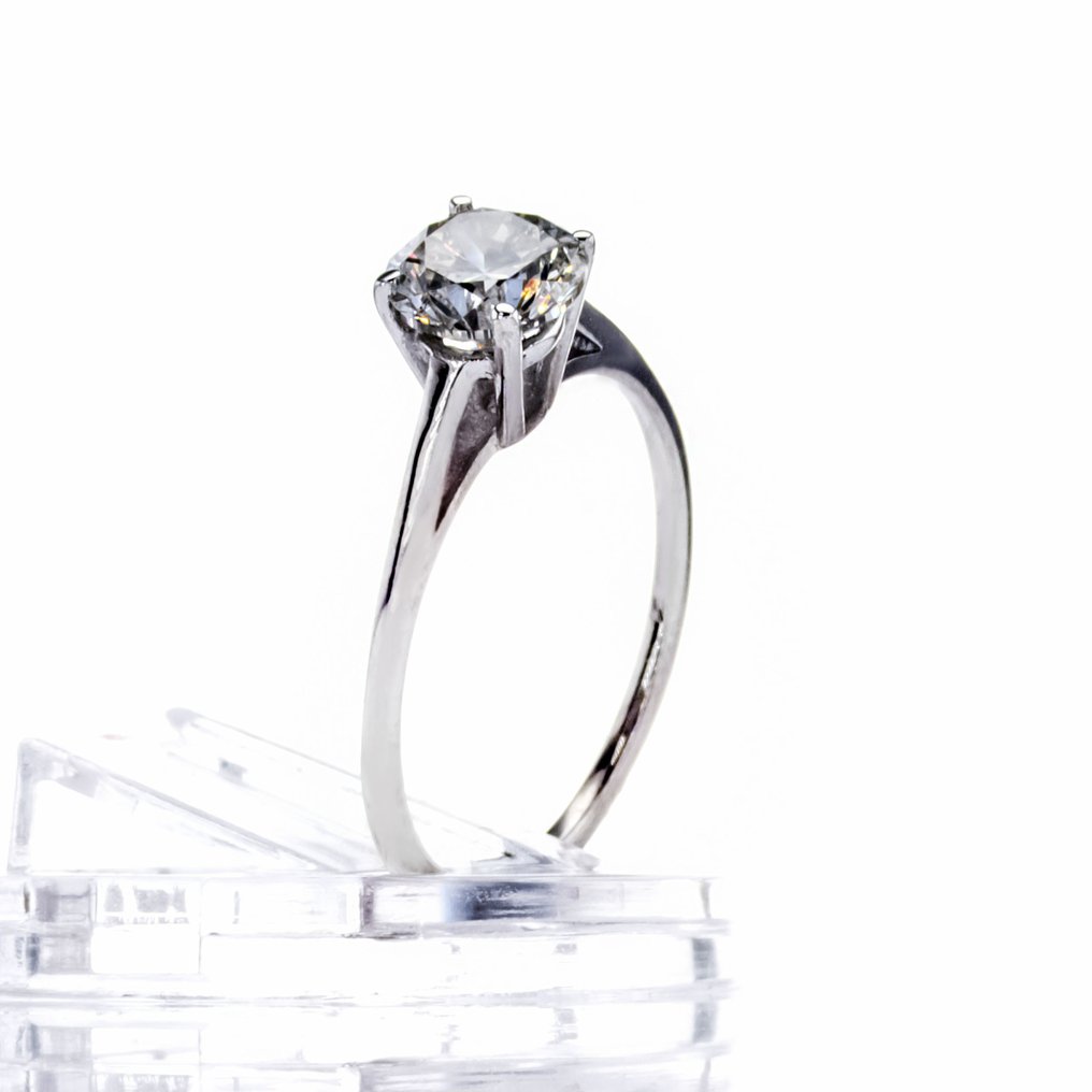 χωρίς τιμή ασφαλείας - Δαχτυλίδι αρραβώνων - 14 καράτια Λευκός χρυσός -  1.08ct. tw. Διαμάντι (Φυσικού χρώματος) #1.0