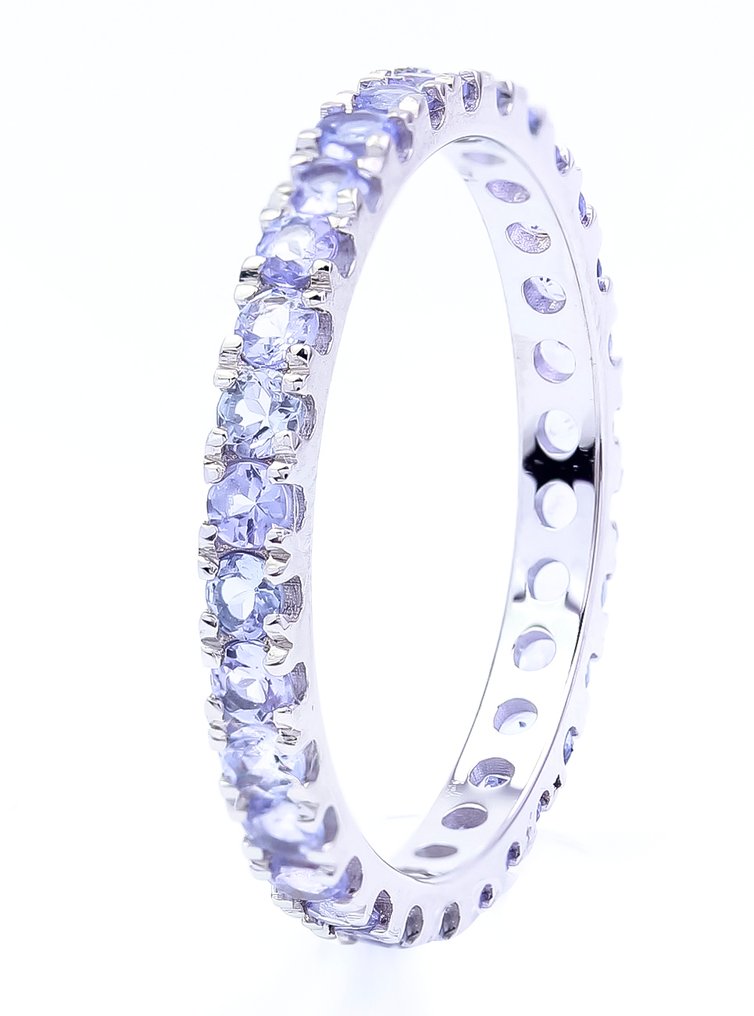 χωρίς τιμή ασφαλείας - Δαχτυλίδι - 14 καράτια Λευκός χρυσός Τανζανίτης - US-7 #4.3