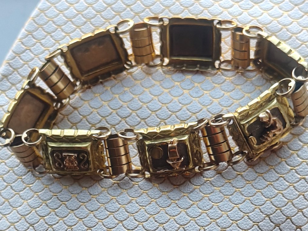 手镯 - 18K包金 黄金, 玫瑰金, 白金 - 稀有古董18K黄金 #1.0