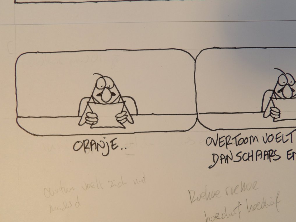 Toon van Driel - 2x originele strookjes - F.C. Knudde + De Stamgasten - gebruikt voor o.a. Het AD - 2 alkuperäinen piirros #4.3