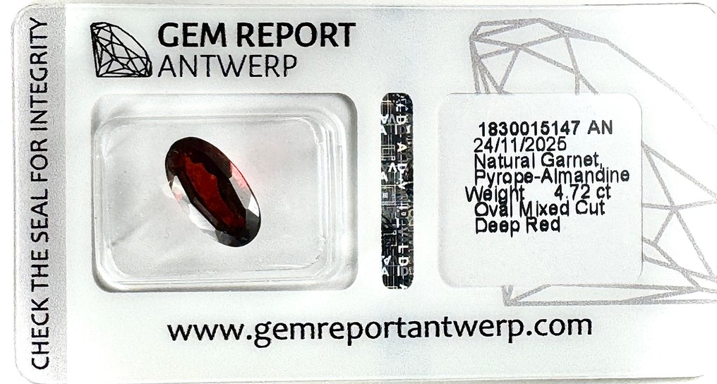 没有保留价 - 1 pcs  红色 石榴石  - 4.72 ct - 安特卫普宝石报告（GRA） #4.3