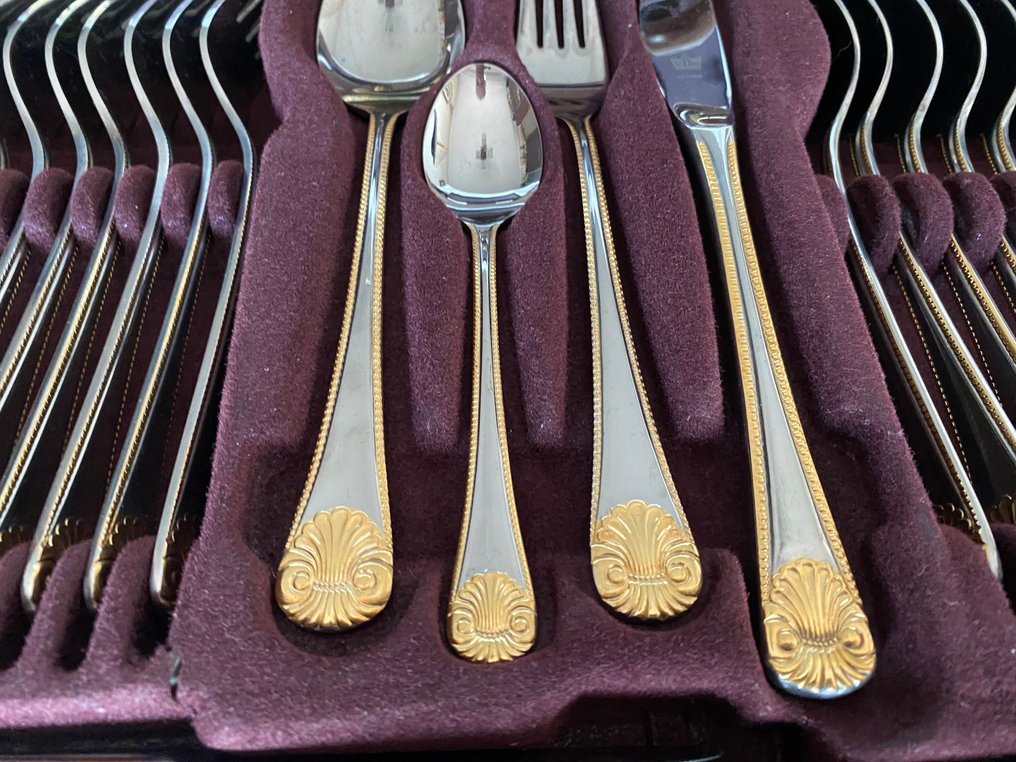 12人用餐具套装 - SBS - 豪华餐具，索林根金色边缘，23/24 KL #2.1