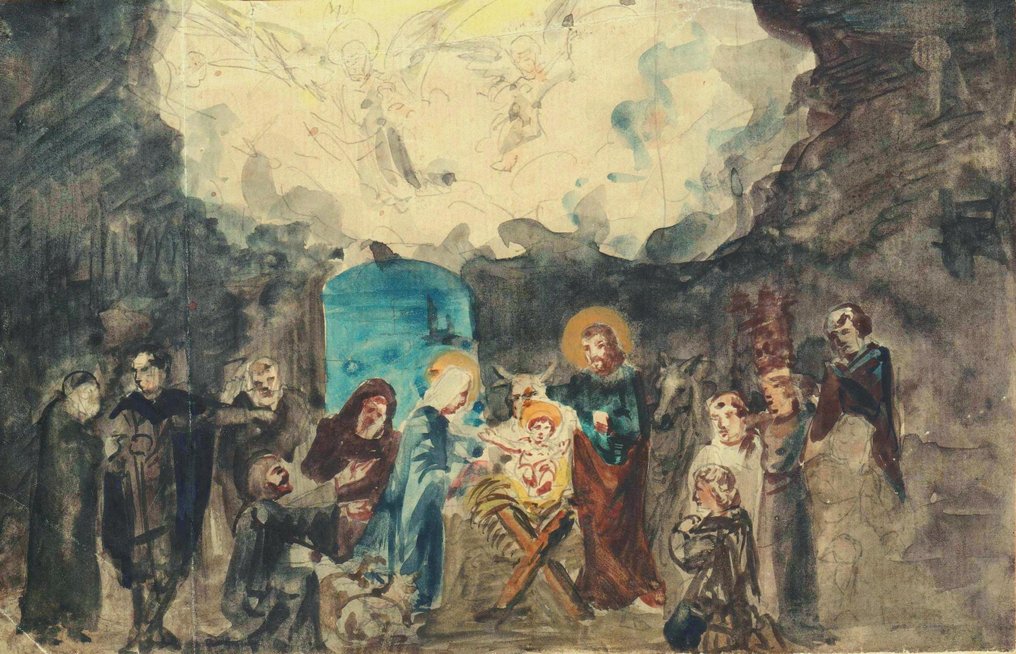 François - Hubert Drouais ( 1727-1775) - Kerststal #1.0