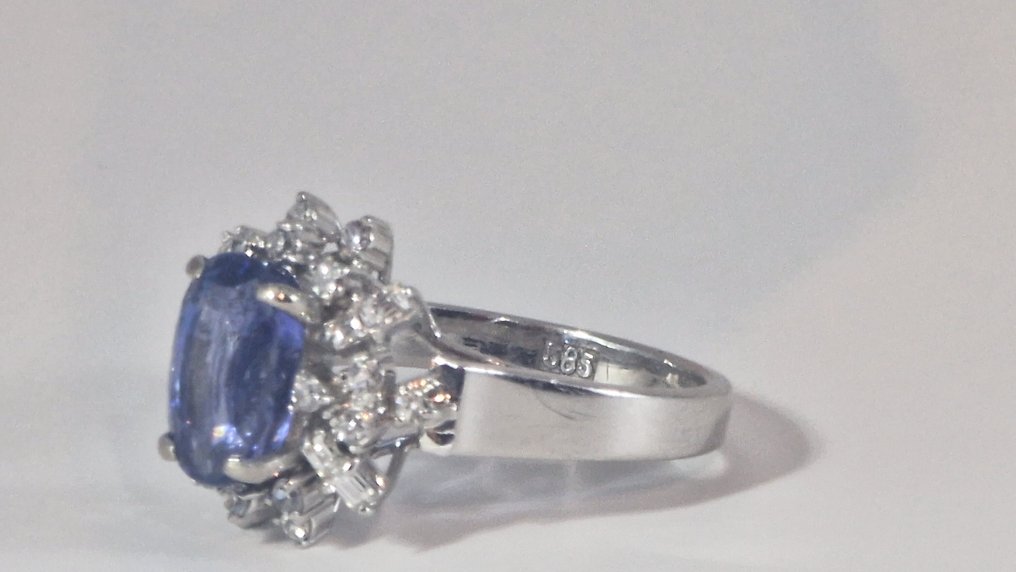 χωρίς τιμή ασφαλείας - Δαχτυλίδι - 14 καράτια Λευκός χρυσός - 2.50ct. tw. Ζαφείρι - Διαμάντι #4.3