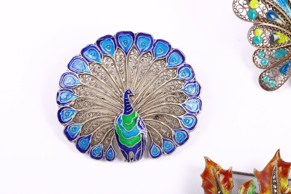 没有保留价 - 胸针 银 - 珐琅花丝工艺的自然 #2.1