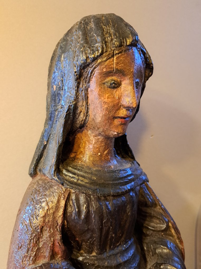 古董木制多彩雕像 - 圣母玛利亚 - 74 厘米 - 橡木 - 1750-1800年 #3.2
