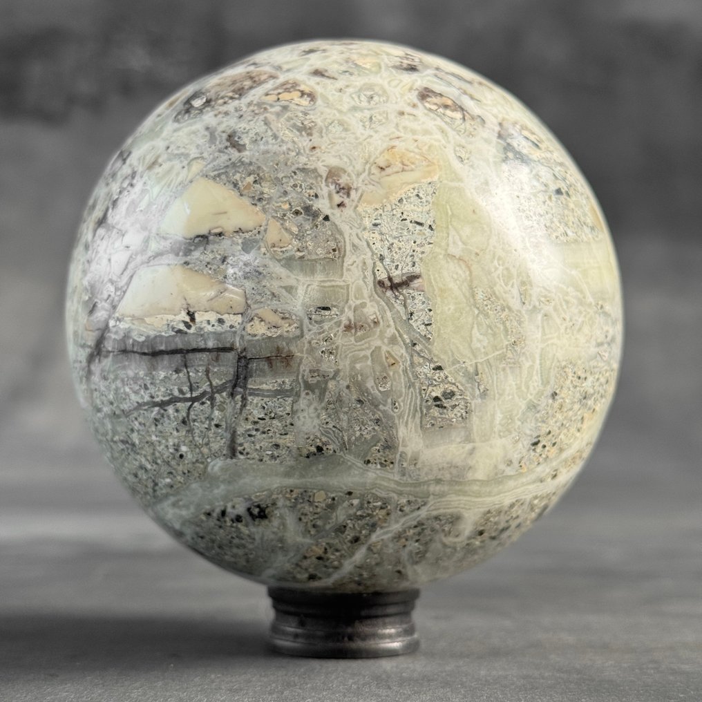 无底价 - 一对缟玛瑙 定制支架上的球体- 2500 g - (1) #4.3