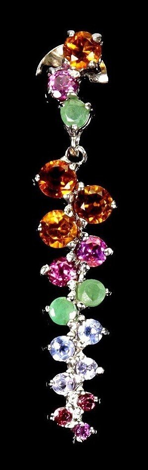 Ingen mindstepris - Øreringe Sølv Citrin - Smaragd, Granat, Tanzanit #3.2