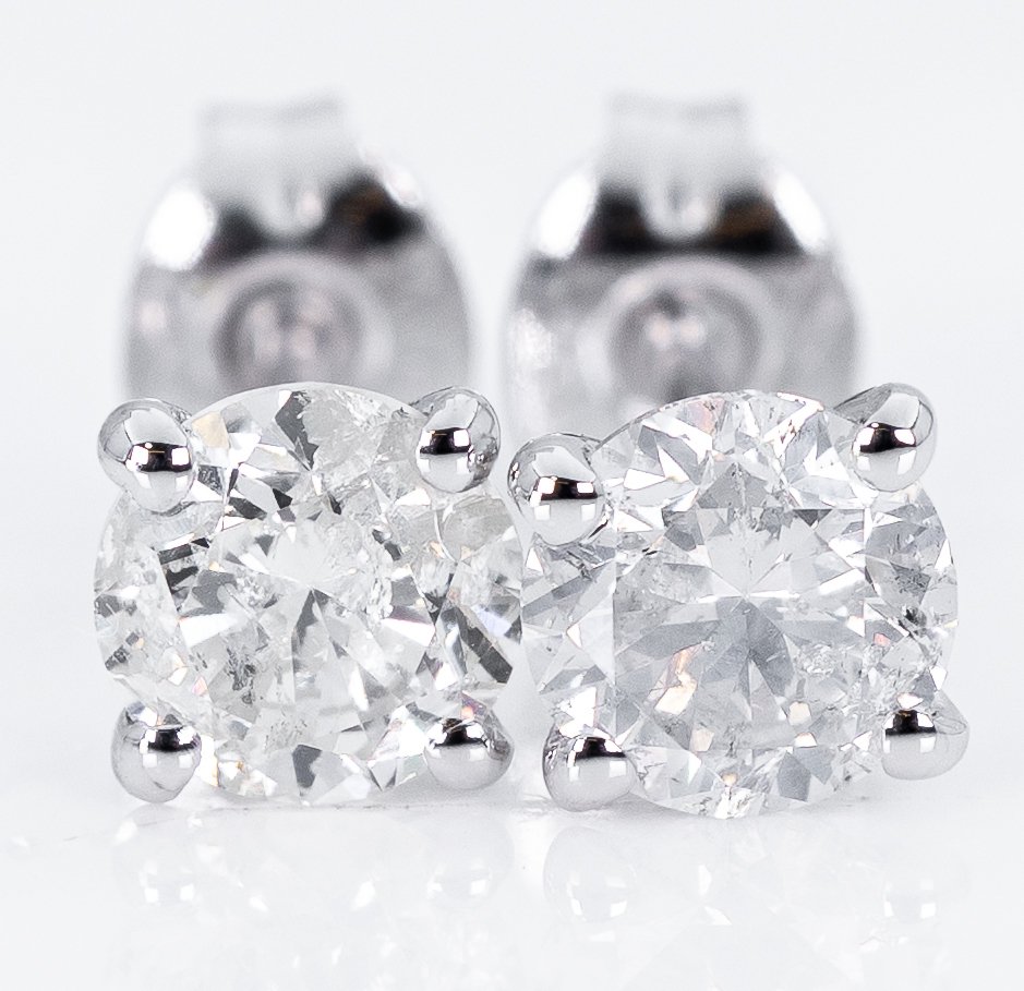 Utan reservationspris - Örhängen - 14 kt Vittguld -  1.02ct. tw. Diamant (Natural) - GWLab #1.0