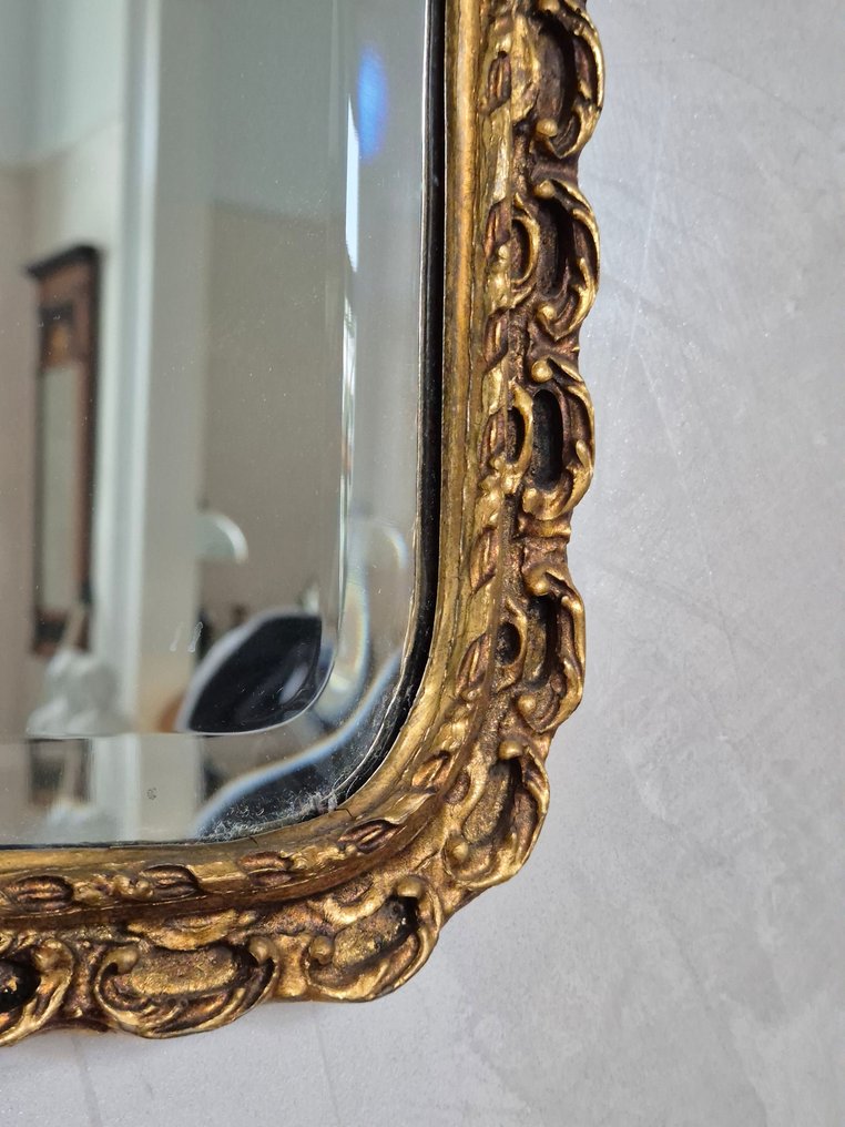 Wandspiegel – Barockstil – vergoldeter Holzrahmen – Kristallspiegelglas - Specchio  - Vetro, Legno #4.3