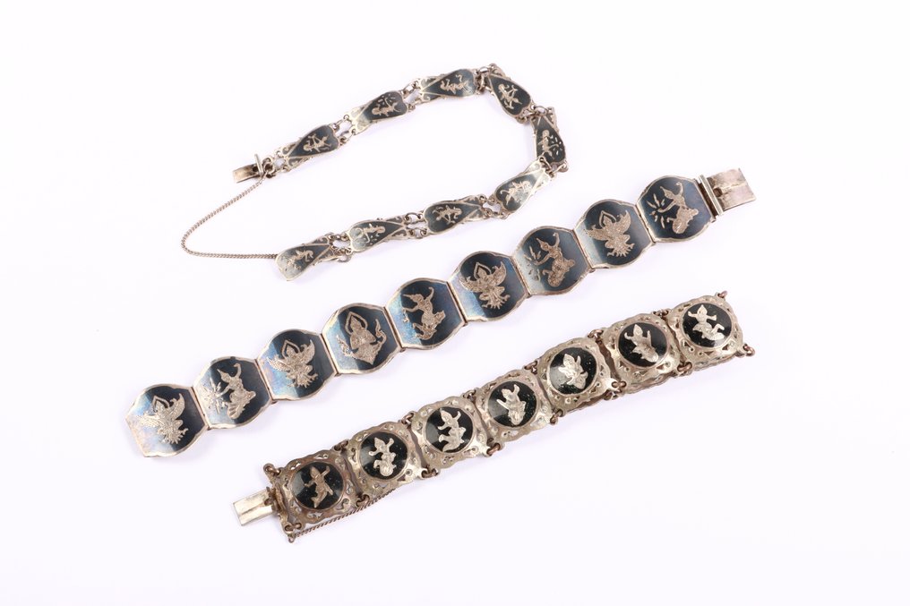 沒有保留價 - 手鈪 銀 - Djoka，Siam 3x #1.0