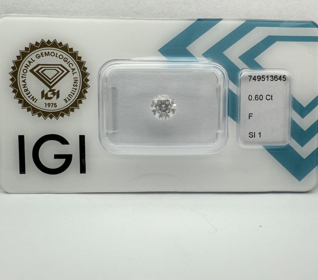 没有保留价 - 1 pcs 钻石  (天然)  - 0.60 ct - 圆形 - F - SI1 微内含一级 - 国际宝石研究院（IGI） #1.0