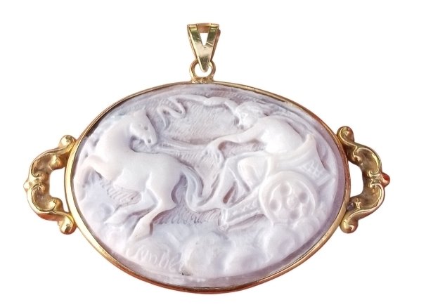 No reserve price - Cameo - 18 kt. Yellow gold, Gold 750 (18Kt) - 18K gold cameo pendant #1.0