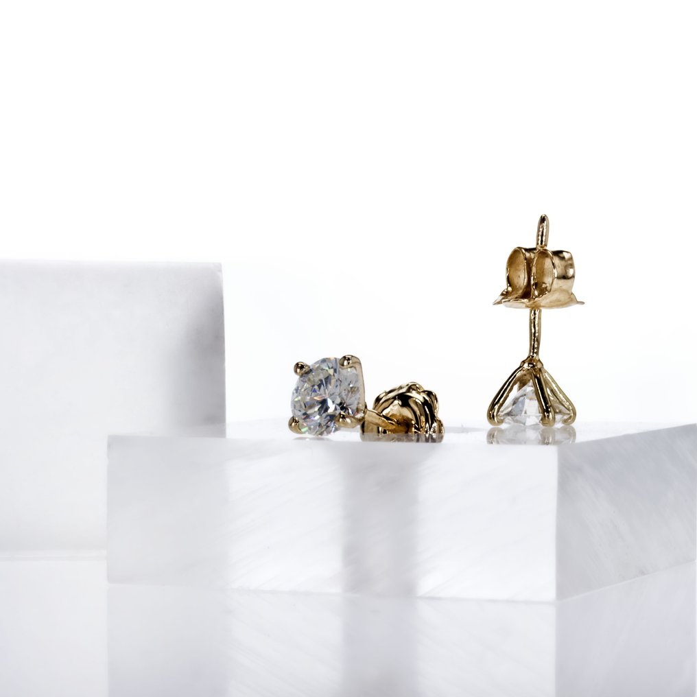 χωρίς τιμή ασφαλείας - Σκουλαρίκια - 14 καράτια Κίτρινο χρυσό -  1.02ct. tw. Διαμάντι (Φυσικό) #4.3