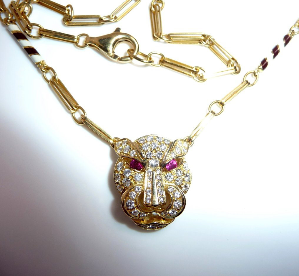 Κρεμαστό κόσμημα - 18 καράτια Κίτρινο χρυσό -  1.25ct. tw. Διαμάντι (Φυσικό)  - Ρουμπίνι - Panther-Kette 266 NA #1.0