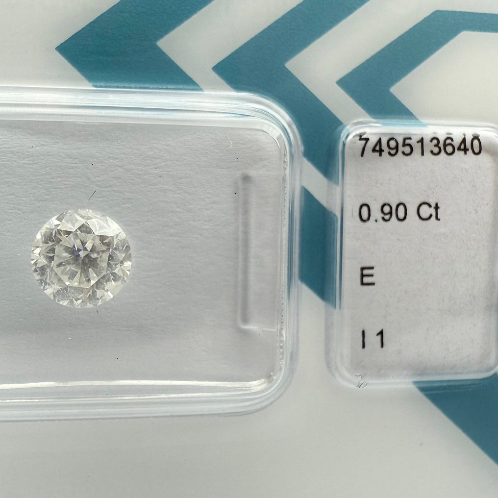 没有保留价 - 1 pcs 钻石  (天然)  - 0.90 ct - 圆形 - E - I1 内含一级 - 国际宝石研究院（IGI） #4.3