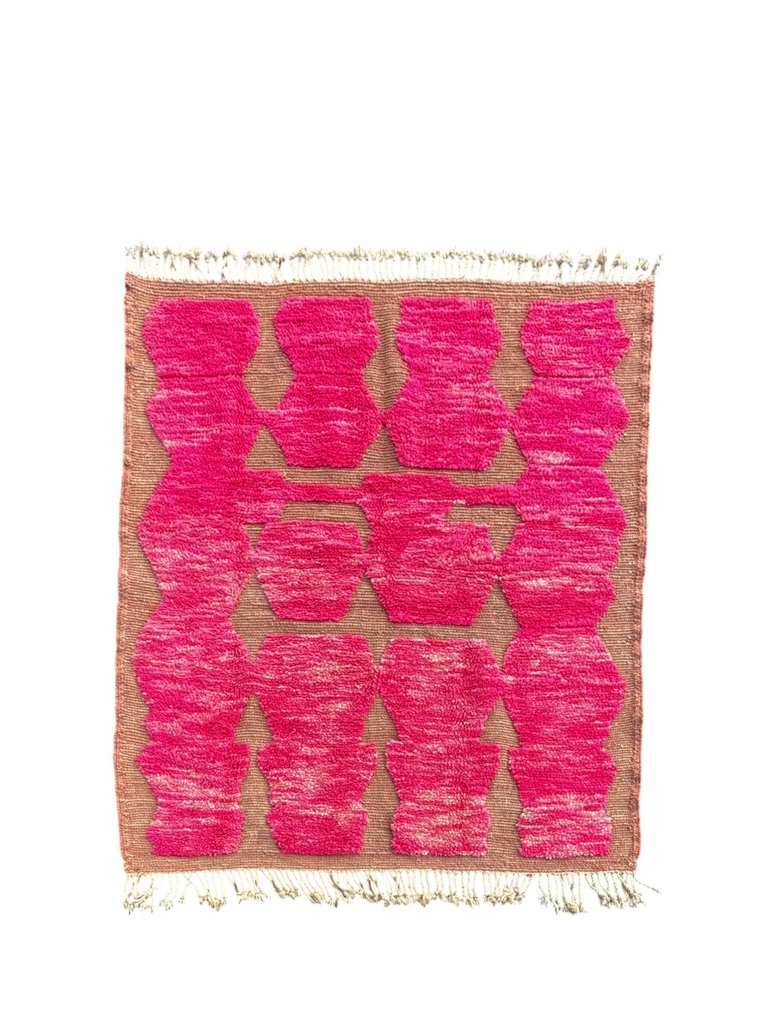 Ροζ Μαροκινό Μοντέρνο Μπέρμπερ Μαλλί Χαλί - Χαλί - 200 cm - 160 cm - Χειροποίητο χαλί από μαλλί #1.0