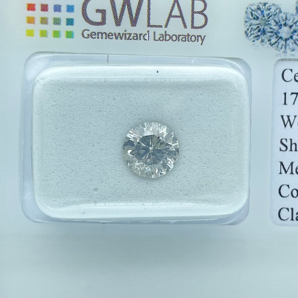 χωρίς τιμή ασφαλείας - 1 pcs Διαμάντι  (Φυσικό)  - 1.00 ct - Στρογγυλό - H - I1 - Gemewizard Gemological Laboratory (GWLab) #3.2
