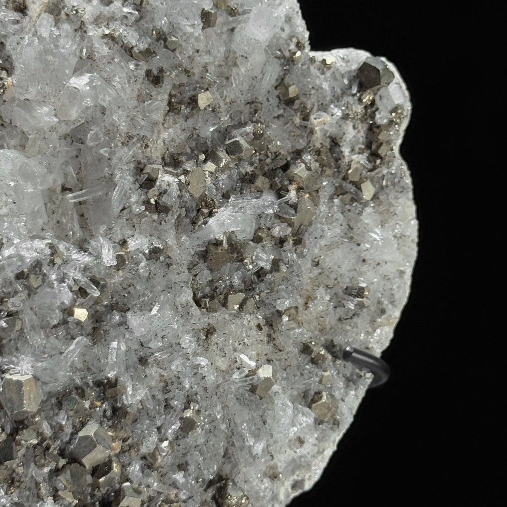 无底价 - 精美的黄铁矿与立方方解石一对 水晶簇放在定制支架上- 3800 g - (2) #4.3