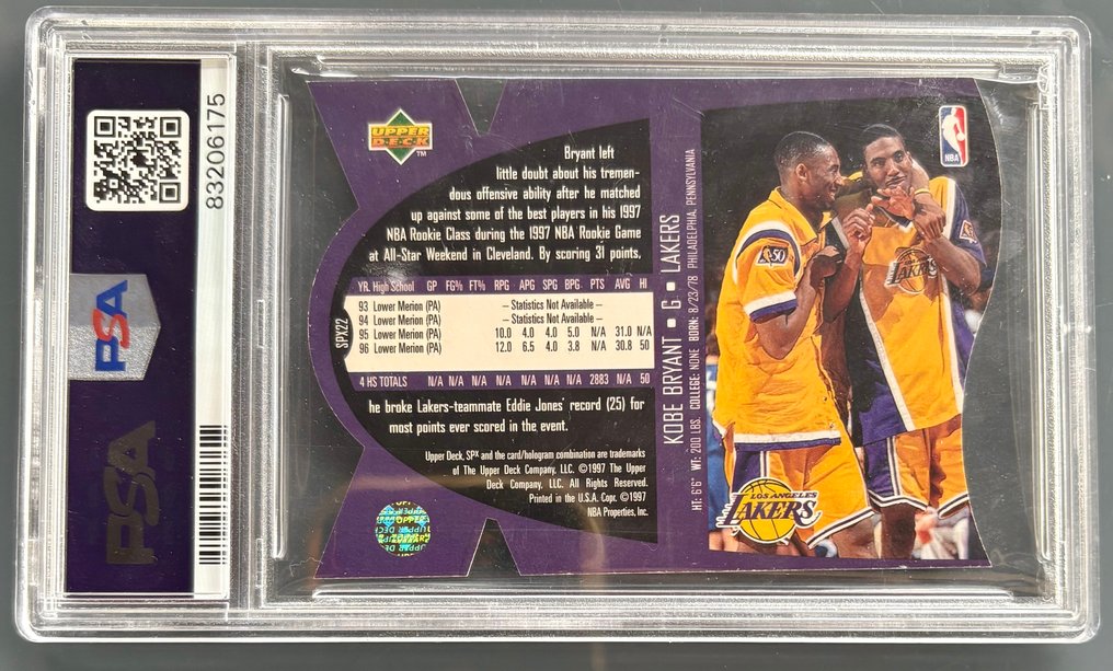 1997 Upper Deck SPx Kobe Bryant #22 Die-cut - PSA 9 - 1 Graded card #1.0