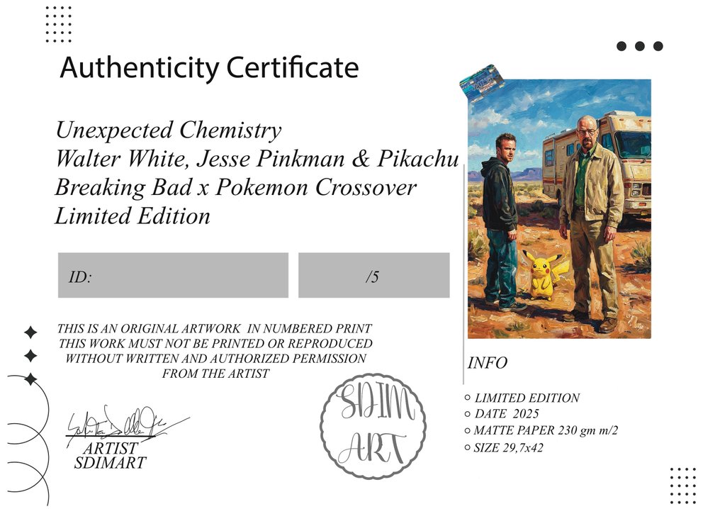 SDIMART 1996 - Unexpected Chemistry Walter White, Jesse Pinkman & Pikachu Breaking Bad x Pokemon Crossover Limited #2.1
