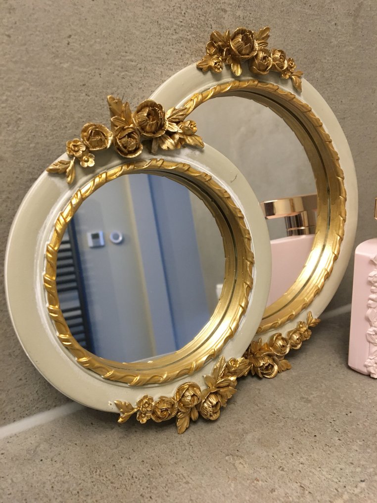 Καθρέφτης (2)  - Γυαλί, Ρητίνη - Γαλλικοί καθρέφτες με τριαντάφυλλα. #1.0