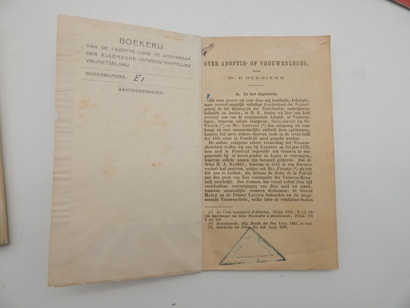 grootloge - vrijmetselarij ritualen, handboekje en over adoptieloges gemengde vrijmetselarij - 1870-1993 #1.0