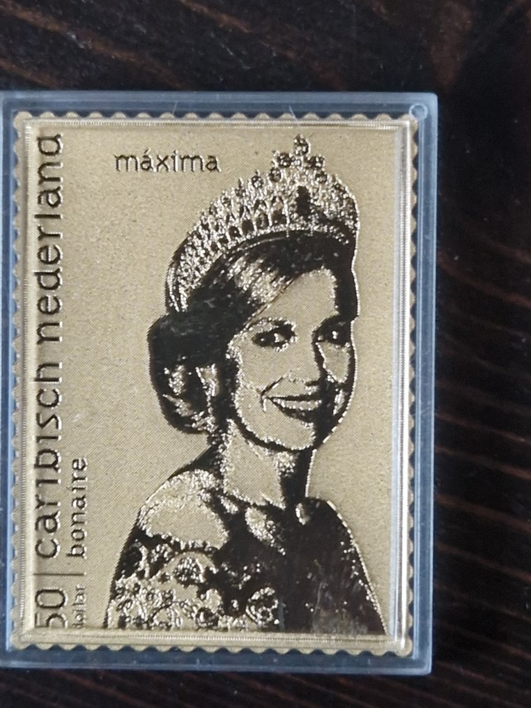 荷属加勒比 2024 - 24克拉黄金邮票，Maxima女王 #1.0