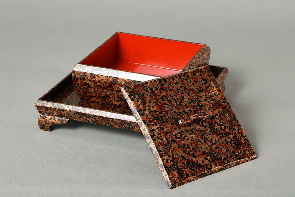 盒子 - 津轻漆器带盖糖果盒与托盘 - 无保留价 #3.2