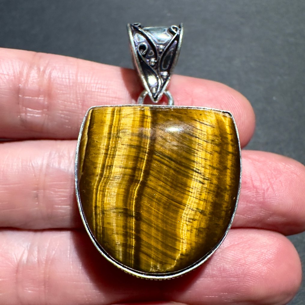 虎眼石 吊坠 - 高度: 29.8 mm - 宽度: 29.1 mm- 17.64 g - (1) #3.2