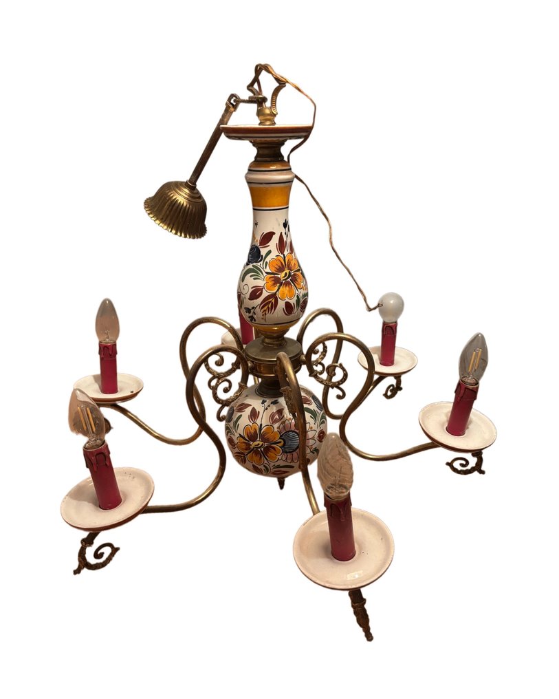 Lysekrone - Porcelæn, Messing, Glas #1.0