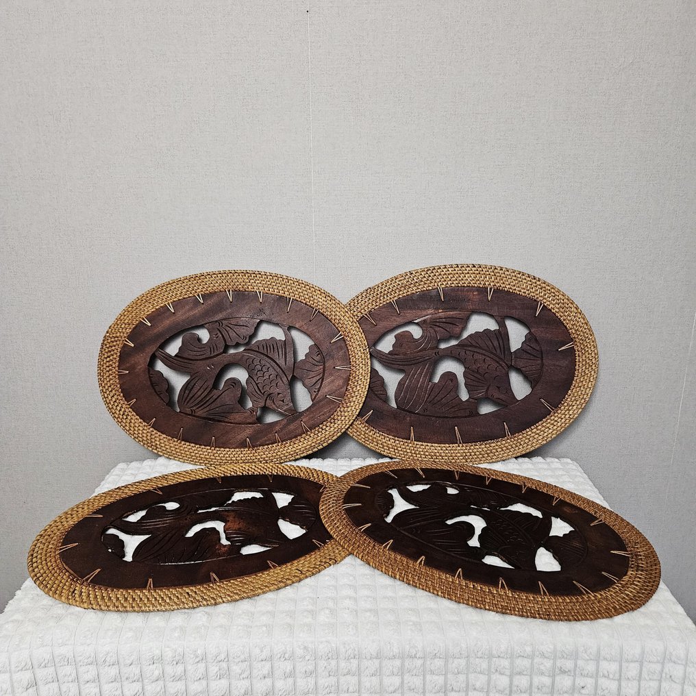 Δίσκος σερβιρίσματος - τραπεζομάντηλα - Rattan, Ξύλο #1.0