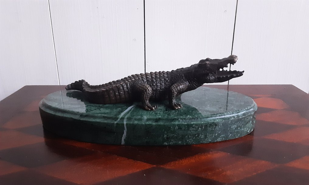 Statue, Krokodil 22cm - 7 cm - bronze marble #1.0