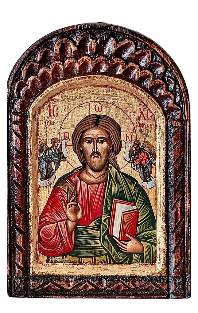 Εικόνα - Χριστός Παντοκράτορας - Ξύλο με φύλλα χρυσού. - Ζωγραφισμένο με το χέρι - 23 x 35 εκ #1.0