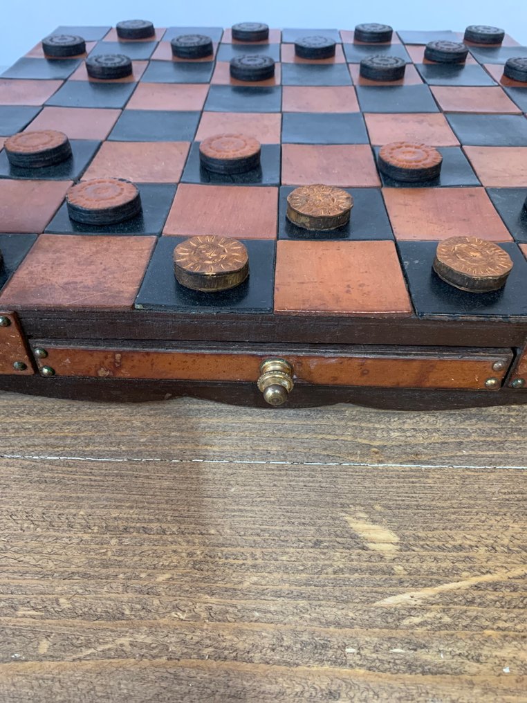 Masă de jocuri - Piele, Lemn - Dama #4.3