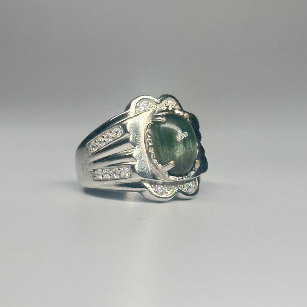 沒有保留價 - 戒指 925纯银 貓眼石（金綠寶石） #1.0