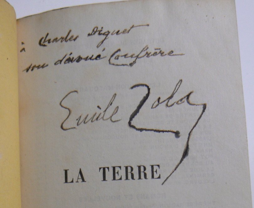 Signé ; Émile Zola / Envoi autographe à Charles Diguet, romancier - La Terre - 1887 #1.0