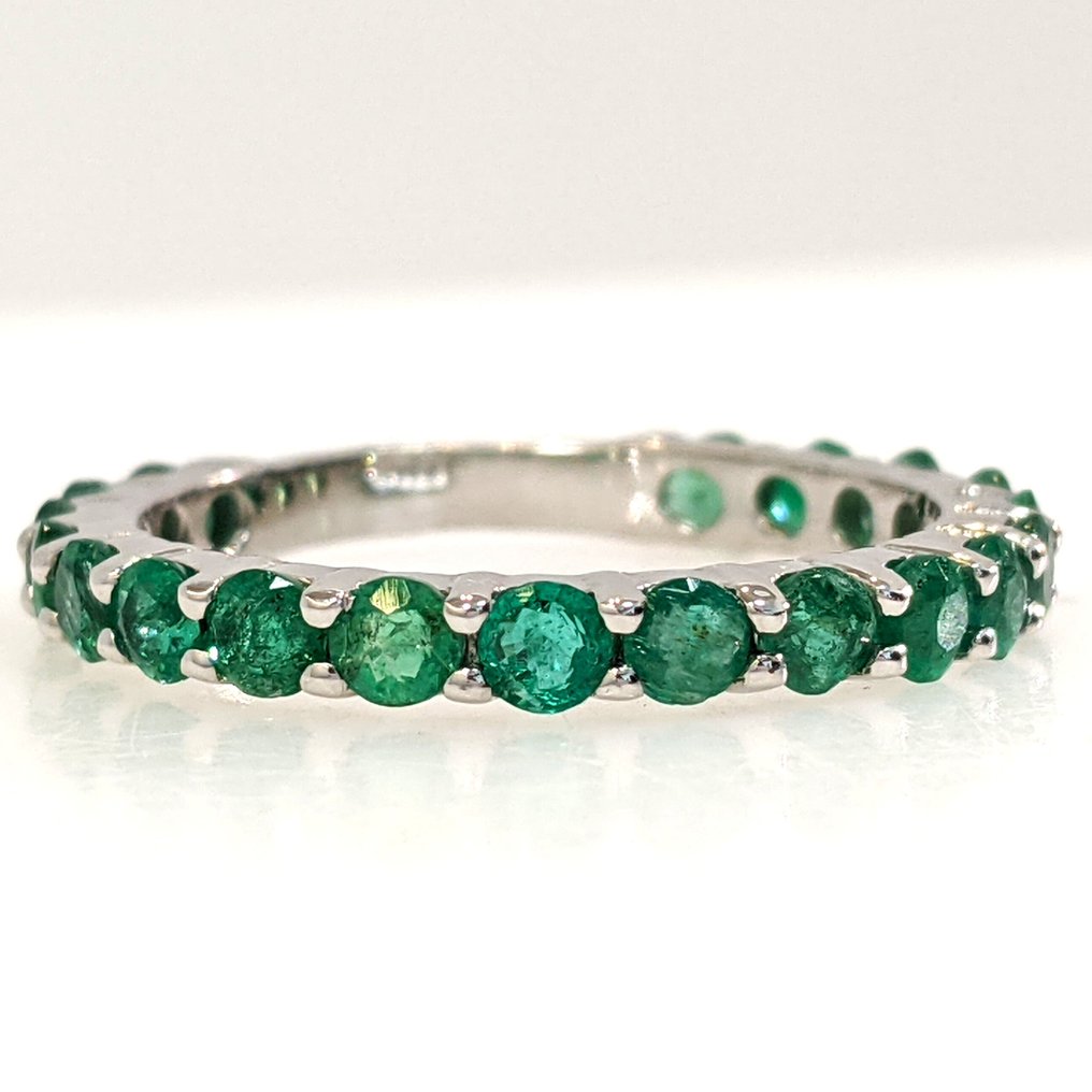 χωρίς τιμή ασφαλείας - Δαχτυλίδι - 14 καράτια Λευκός χρυσός -  1.42ct. tw. Σμαράγδι - IGI #1.0