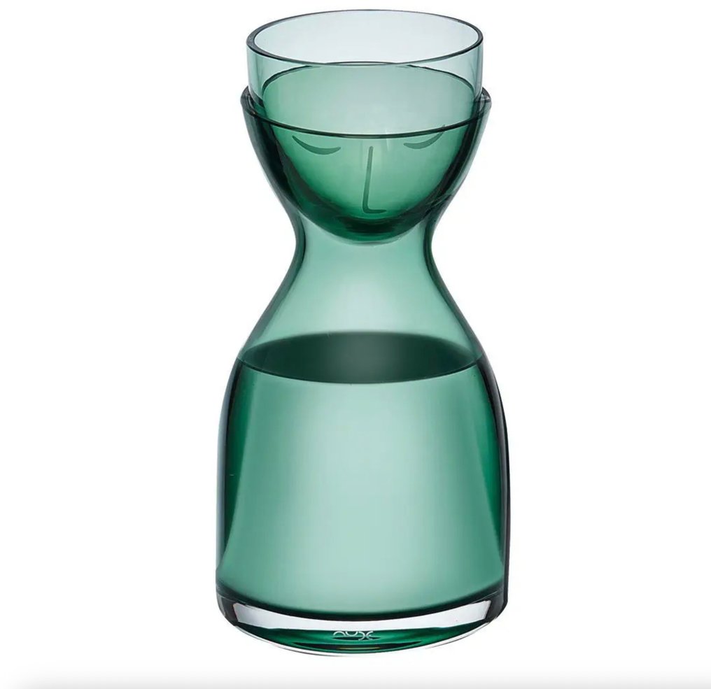 Nude: Simple is Beautiful - 桌上用品套裝 - Set da Notte "Mr. & Mrs" di Design nella Colorazione "Green" con Faccia Addormentata - HANDMADE - Vetro Soffiato #3.2