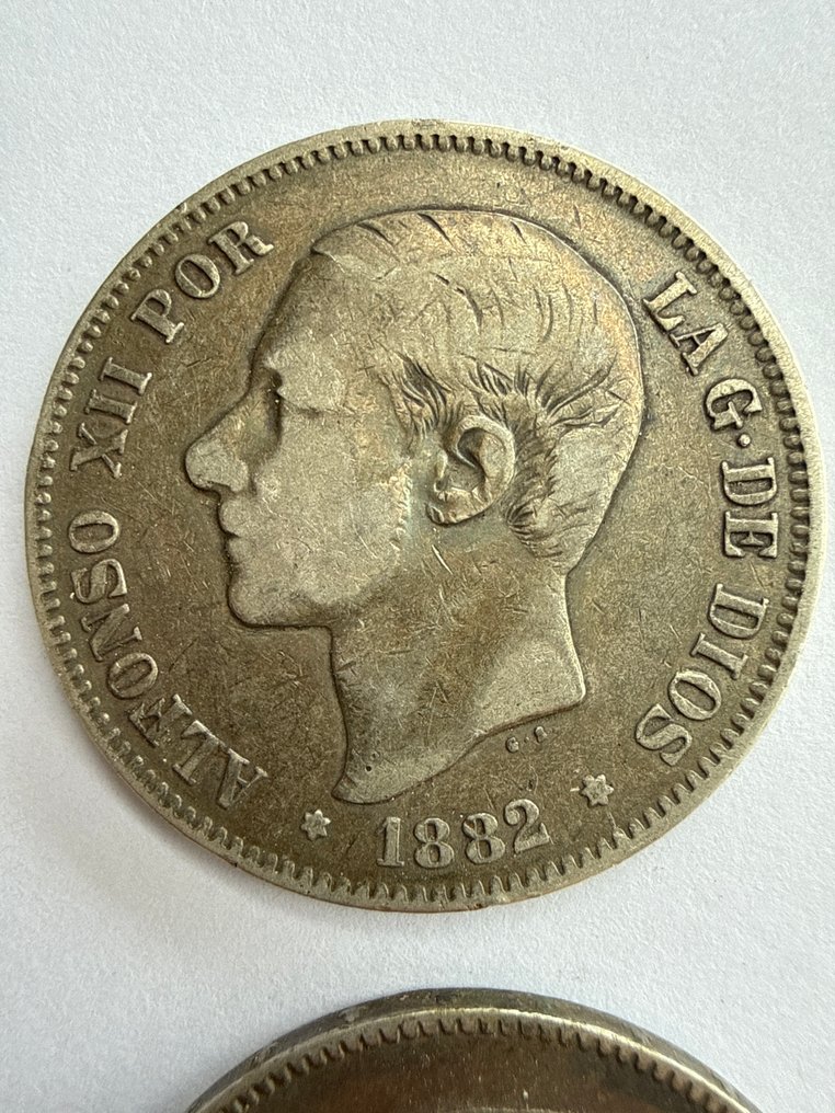 西班牙. 阿方索十二世. 5 Pesetas 1882-1883-1884  (没有保留价) #1.0